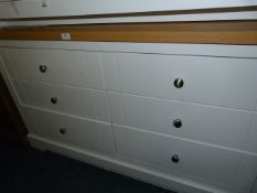 *White Six Drawer Chest with Light Oak Top