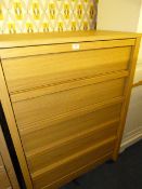 *Light Oak Five Height Chest of Drawers