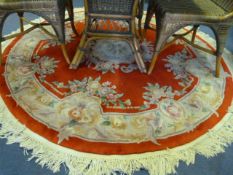 Circular Red Floral Patterned Rug 6'
