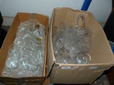 Two Boxes Containing Drinking Glassware and Other Vases, etc.