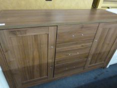 *Medium Oak Veneered Two Door, Three Drawer Sideboard