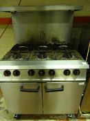 Falcon Six Burner Commercial Cooker over Oven with Splashback and Shelf to Rear with Flame Safe