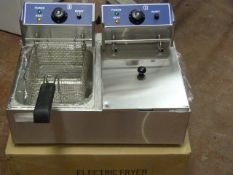 *Ace Catering Stainless Steel Countertop Two Basket, Two Compartment Electric Fryer Model:EF-82L (