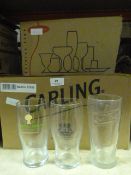 Two Boxes of Branded Pint Glasses (Timothy Taylors, Carling etc.)