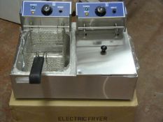 *Ace Catering Stainless Steel Countertop Two Basket, Two Compartment Electric Fryer Model:EF-82L (