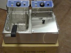 *Ace Catering Stainless Steel Countertop Two Basket, Two Compartment Electric Fryer Model:EF-82L (