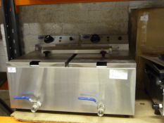 *Ace Catering Two Basket, Two Compartment Large Capacity Countertop Fryer Model:AFD-10S