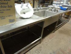 Large Stainless Steel Commercial Sink Unit with Double Drainers and Pillar Taps