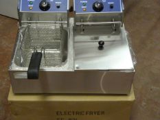 *Ace Catering Stainless Steel Countertop Two Basket, Two Compartment Electric Fryer Model:EF-82L (