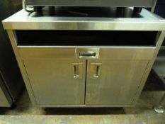 Stainless Steel Mobile Coffee Machine Stand with Drawer and Cupboard