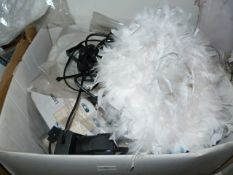 *Box of Assorted Light Fittings, Feather Lamp Shades, etc.