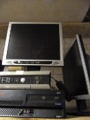 *Two Desktop Computer Towers and Two Flat Screen Monitors with Windows XP OS