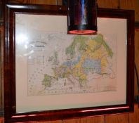 1 x Frame Map CARTE GEOLOGIQUE D' EUROPE By JJN Huot - CL150 - Location: Canary Wharf, London, E14