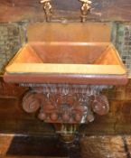 1 x Copper Gutter Leader Hopper Head - Customised Wall Mounted Sink Basin - This is a reclaimed