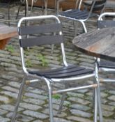 7 x Aluminium Outdoor Garden Chairs With Wooden Slatted Seats and Back Rests - Stackable -