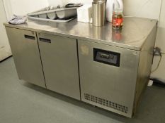 1 x Stainless Steel Commercial Countetop Refrigerator With Cutlery Tray Dispenser - Used For Storage
