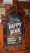 1 x Vintage Ornate Carved Mahogany Frame Incorporating Black Advertisement Chalkboard - 145 x