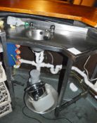 1 x Stainless Steel Sink Basin Unit With Hot and Cold Taps and Built In Pot Tray Holders - H87 x