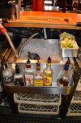 1 x Single Stainless Steel Ice Well Stand With Two Pot Trays, Ice Scoop and Bottle Holder - H86 x