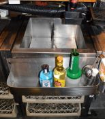 1 x Single Stainless Steel Ice Well Stand With Two Pot Trays, Ice Scoop and Bottle Holder - H86 x