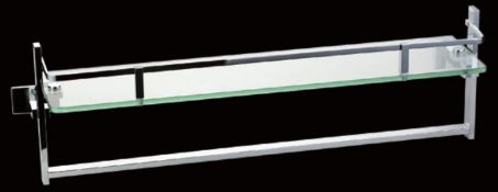 1 x Vogue Series 6 Bathroom Wall Mounted Glass Shelf With Chrome Fittings - Brand New Boxed
