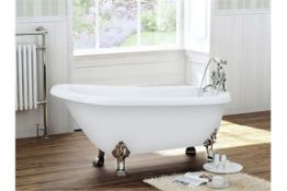 1 x Luxury Freestanding Roll Top Slipper Bath with Chrome Ball & Claw Feet - Stunning Regal Style