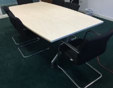 1 x Modern Executives Meeting Table in Light Maple With Six Designer RIM Meeting Chairs - Curved