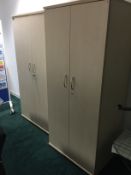 1 x Upright Two Door Garment Wardrobe in Light Maple - Features Single Clothes Rail For Coats and
