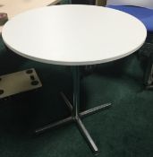 1 x Modern White Gloss Turntable With Thick Glass Top and Chrome Base - Height 74 x Diameter