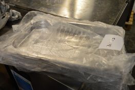 10 x Vogue Stainless Steel Perforated 1/1 Gastronorm Pan 40mm - New / Unused Restaurant - Dimensions