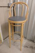 10 x Quality Barstools With Grey Leather Seat - Seat 40cm Diameter x Height 82cm (back height 114cm)