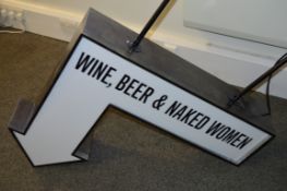 1 x Large Illuminated 'Wine, Beer & Naked Women