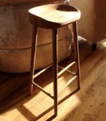 1 x Wooden Traditional Rustic Style Stool - Dimensions: H83 x W38 x D28cm - Ref: DE132 (PAU) - CL122