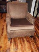 1 x Bespoke Brown Leather Armchair - Built And Upholstered By British Craftsmen - Dimensions: W76