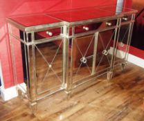 1 x Bespoke Handcrafted Mirrored 4-Door, 3-Drawer Unit - British Made By Experienced Craftsmen -