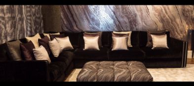 1 x Stunning Corner Sofa - Richly Upholsterd In A Opulent Black 