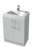 1 x Vogue Bathrooms JUNO White Gloss Floor Standing VANITY UNIT WITH BASIN - 800mm Width - 100%