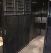 1 x Substantial Dark Wood and Glass top Sliding Oriental Themed Door - Dimensions: Width 170cm x