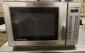 1 x Amana Menumaster Commercial 1800 Watt Microwave (Model: UFS18E) - Stainless Steel -