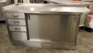 1 x Stainless Steel Commercial 3-Drawer, 2-Door Storage Cabinet With Shelving Inside - Dimensions: