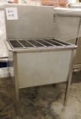 1 x Stainless Steel Wall Mounted Basin With Spashback - Dimensions: W57 x D50 x H93cm - Ref: