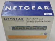 1 x Netgear ProSafe 8 Port Gigabit Desktop Switch - Model GS108 - Brand New Sealed - CL300 - Ref