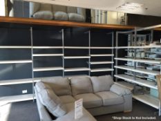 2 x Complete Sections of Modern Chrome Wall Mounted and Floor Standing Uprights with White