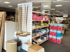 2 x Complete Section of Modern Chrome Floor Standing Uprights and white shelving spread over 6