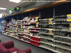 Complete Section of Modern Chrome Wall Mounted Uprights and white shelving spread over 11 Bays (12