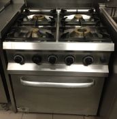 1 x Hobart Premier Plus Gas Oven Range - Four Burner - Stainless Steel Construction - Type HG4SF77 -