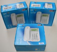 3 x BT Corded Home Phones - Decor 2200 - Features Handsfree Speaker, Caller Display and is Hearing