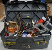 1 x Toolbox and Contents - Includes Approx 50 Items Including Spanners, Drill Bits, Plyers, Hole