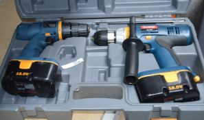 2 x Ryobi Cordless Drills - Includes Case and Batteries - CL300 - Ref PC384 - Charger Not Included -