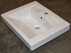 1 x Vogue Bathrooms LINOLA Single Tap Hole Counter Top Bathroom Sink Basin - High Quality Ceramic